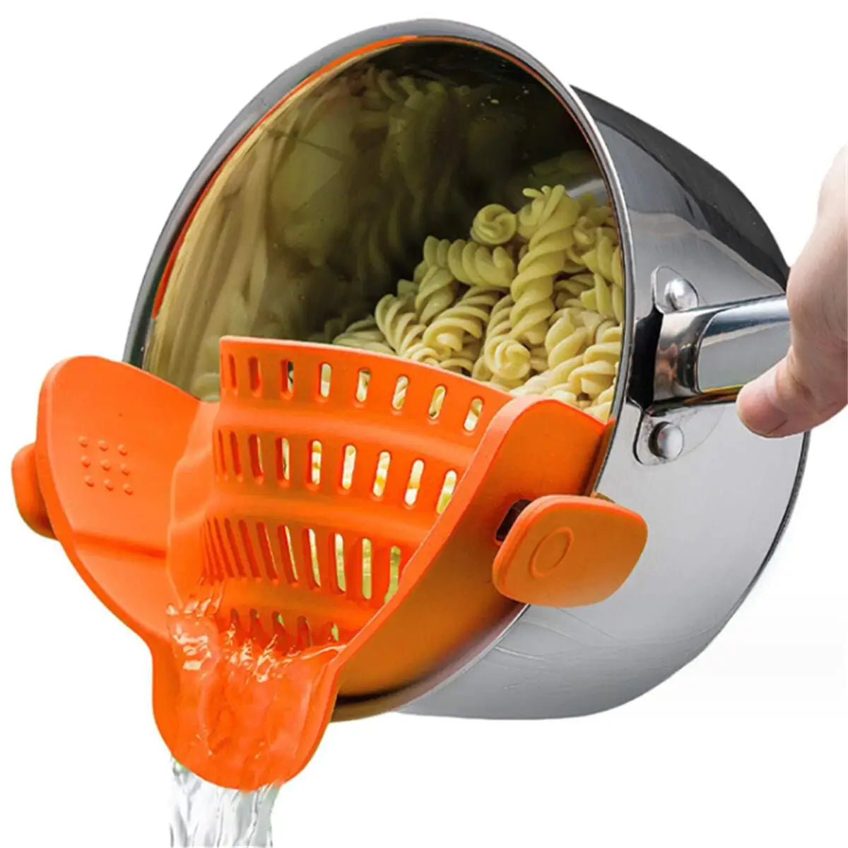 Colador Clip Ajustable para Ollas, Sartenes y Tazones – Escurre sin Ensuciar