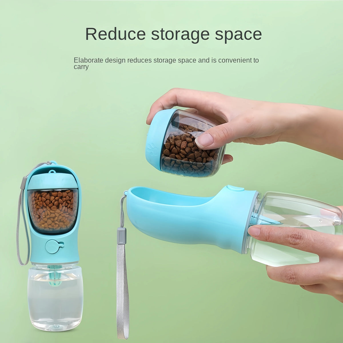 Botella Portátil de Agua y Comida para Mascotas – 2 en 1 para Paseos
