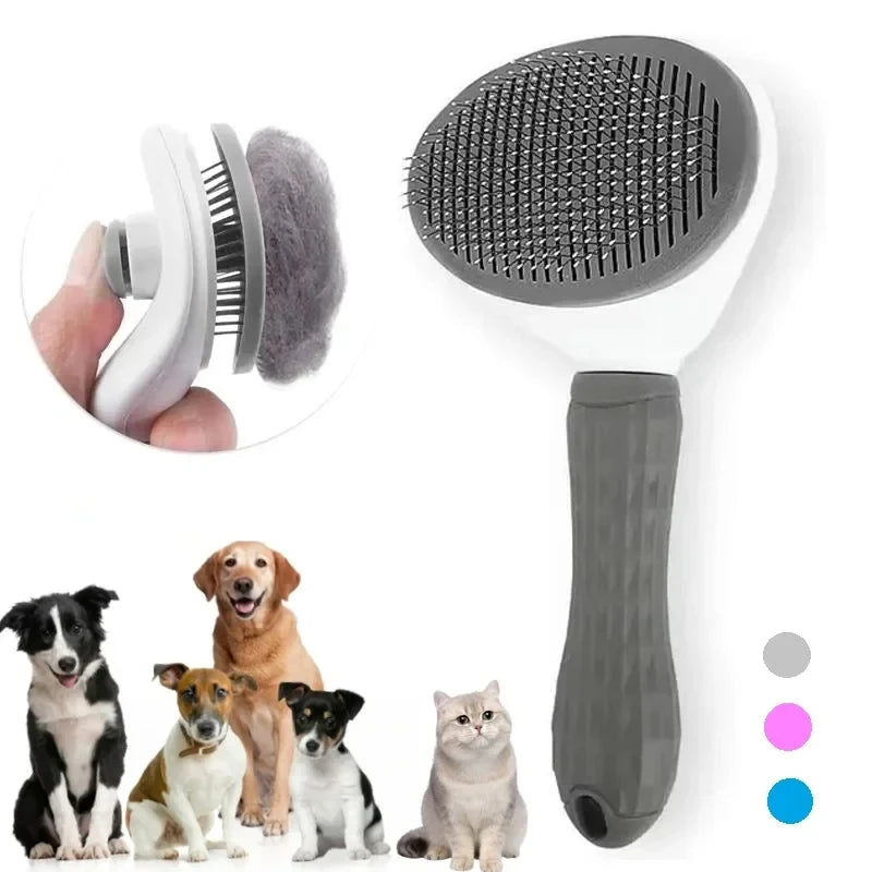 Cepillo Autolavable para Perros y Gatos – Elimina el Pelo con un Click
