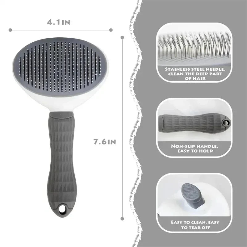 Cepillo Autolavable para Perros y Gatos – Elimina el Pelo con un Click