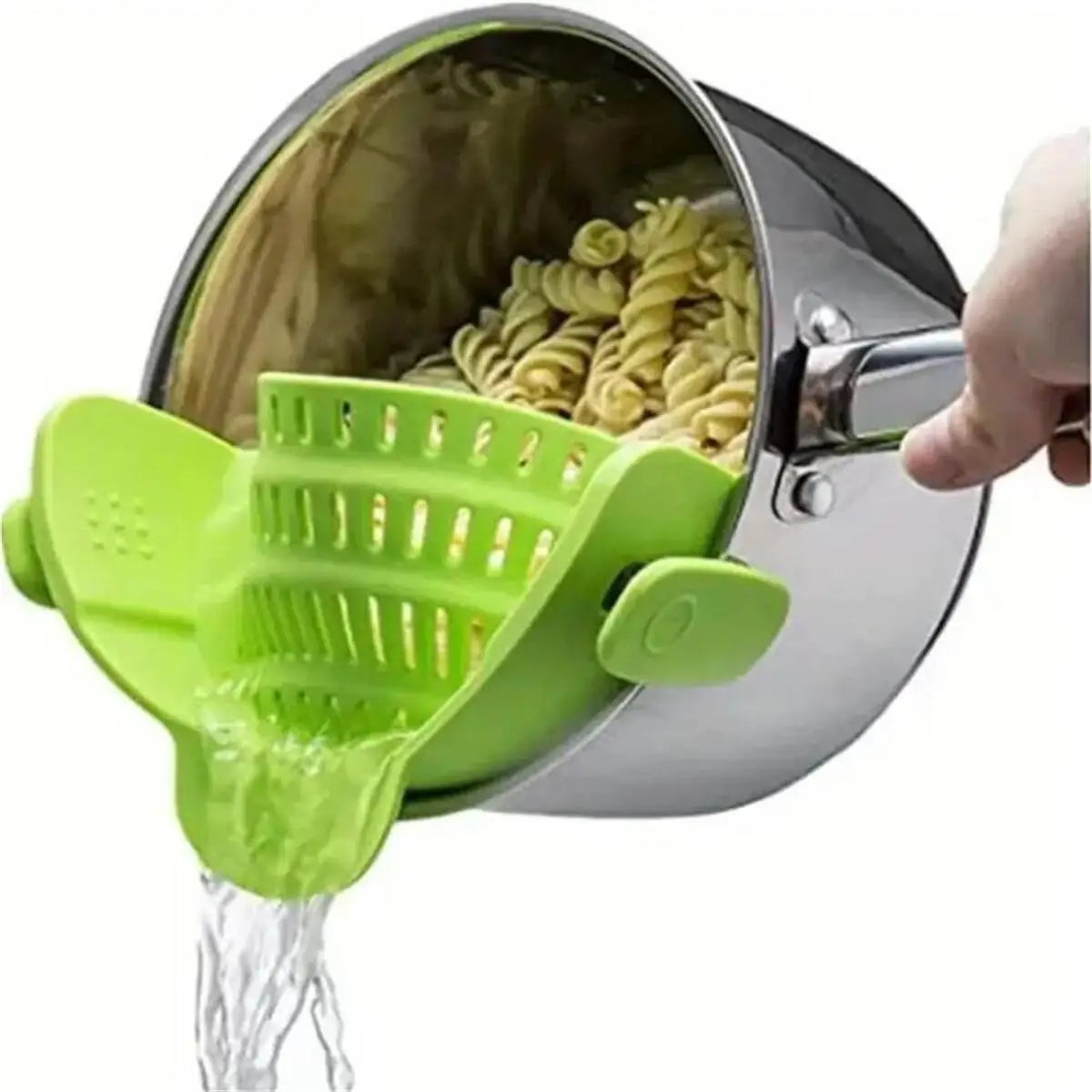 Colador Clip Ajustable para Ollas, Sartenes y Tazones – Escurre sin Ensuciar