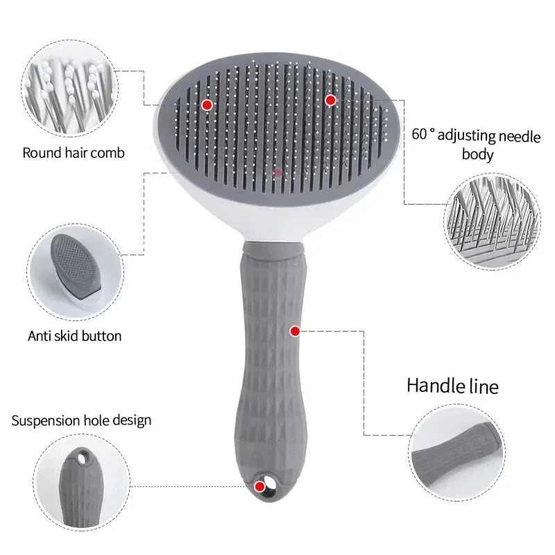 Cepillo Autolavable para Perros y Gatos – Elimina el Pelo con un Click